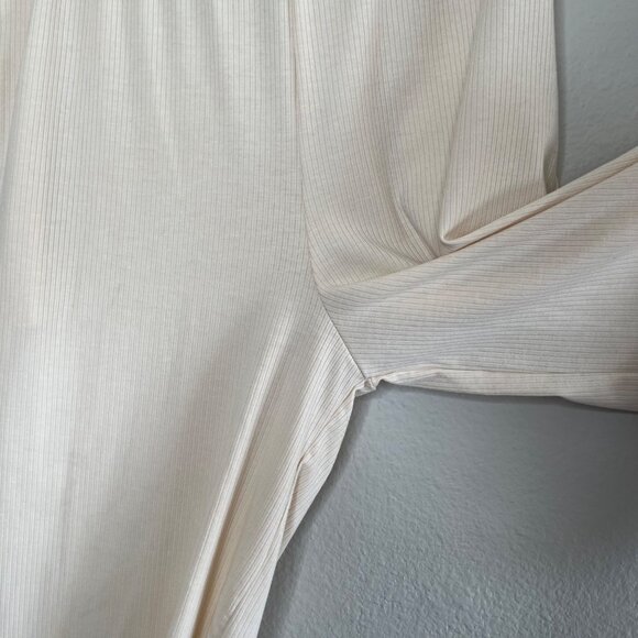 Dressed in LALA Small Cream Colored High-Waisted Wide Leg Ribbed Pants - Picture 6 of 8